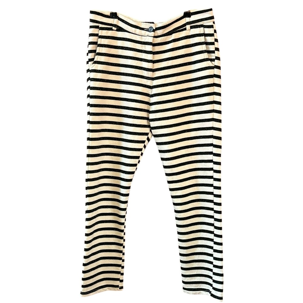 Please by Imperial SPA Italia Women's Cream Black Striped Sweatpant Pants Medium